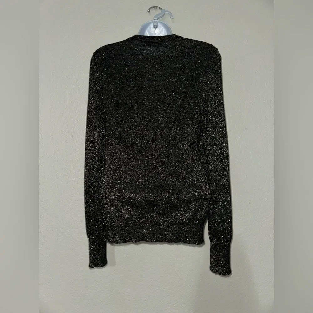 Equipment Femme Ondine‎ Crew Neck Sweater Black/Gold Sparkle Merino Wool/… - Picture 4 of 7